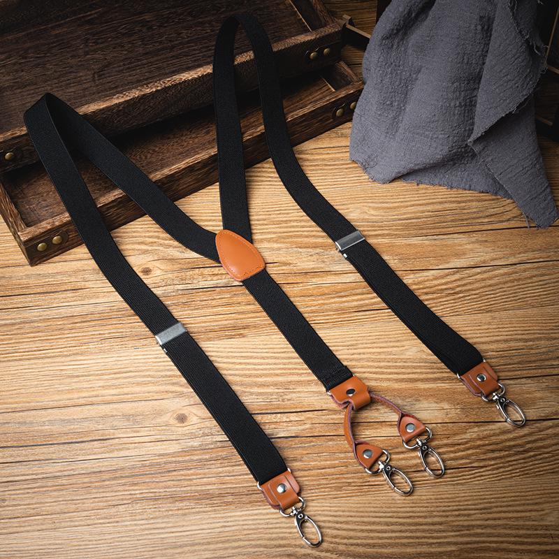 Men s Plus Size Non-Slip Elastic Retro Buckle Suspenders