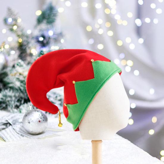 Noel Elf Şapka Yetişkin Çocuklar Renk Eşleştirme Şenlikli Yeni Yıl Noel Partisi Fotoğraf Prop Küçük Çan Kolye Kış Kap