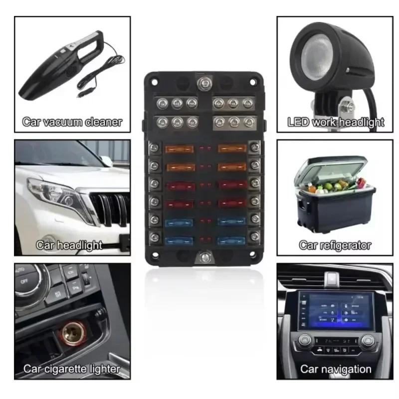 12-24V Car Boat Fuse Box Holder with Plastic Cover 6/12 Way Blade Fuse for Power Panel Board Camper RV Accessorie