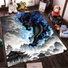Black Dragon with Blue Flames and Chinese Temple Design Carpet Suitable for use as an anti-slip for living room bedroom sofas