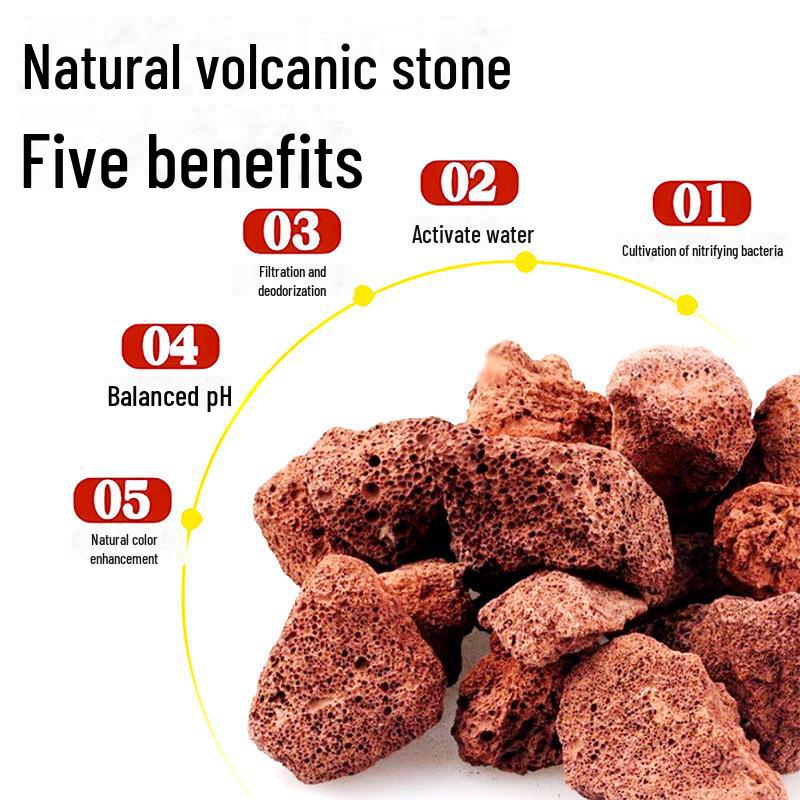 Red Volcanic Stone for Aquariums & Landscaping - Ideal for Fish Tanks, Garden Engineering, Plant Paving