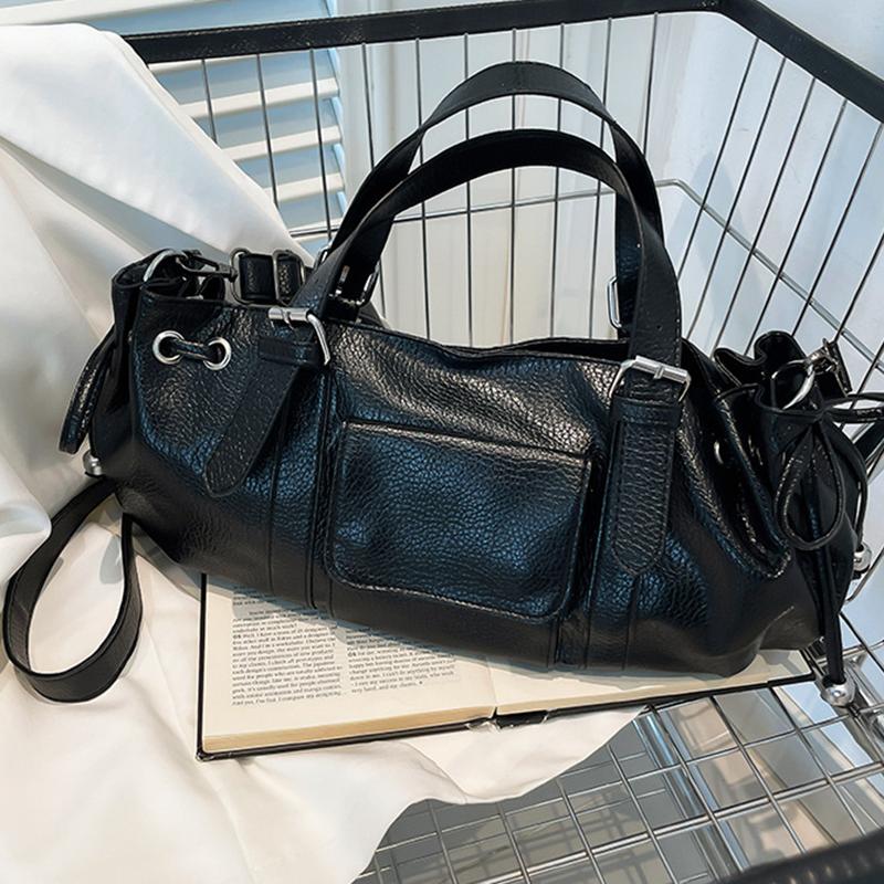 

Yogodlns Дизайнерские женские сумки-подушки из искусственной кожи, Новая модная простая трендовая женская наплечная сумка кроссбоди 34x12x18cm чёрный