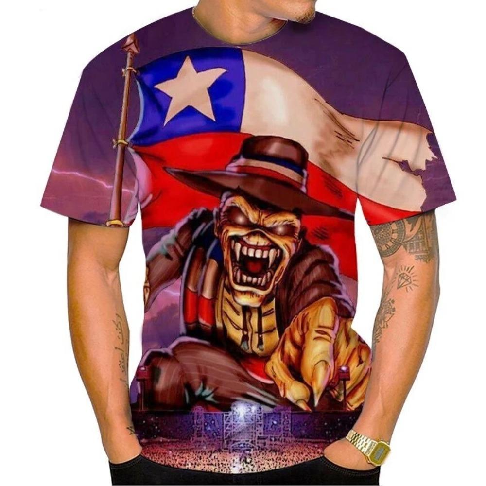 Hot Selling New Live Dead 3D Printing T-shirt Rock Music Round Neck Short Sleeve Heavy Metal Fashion Casual Men's Unisex Top