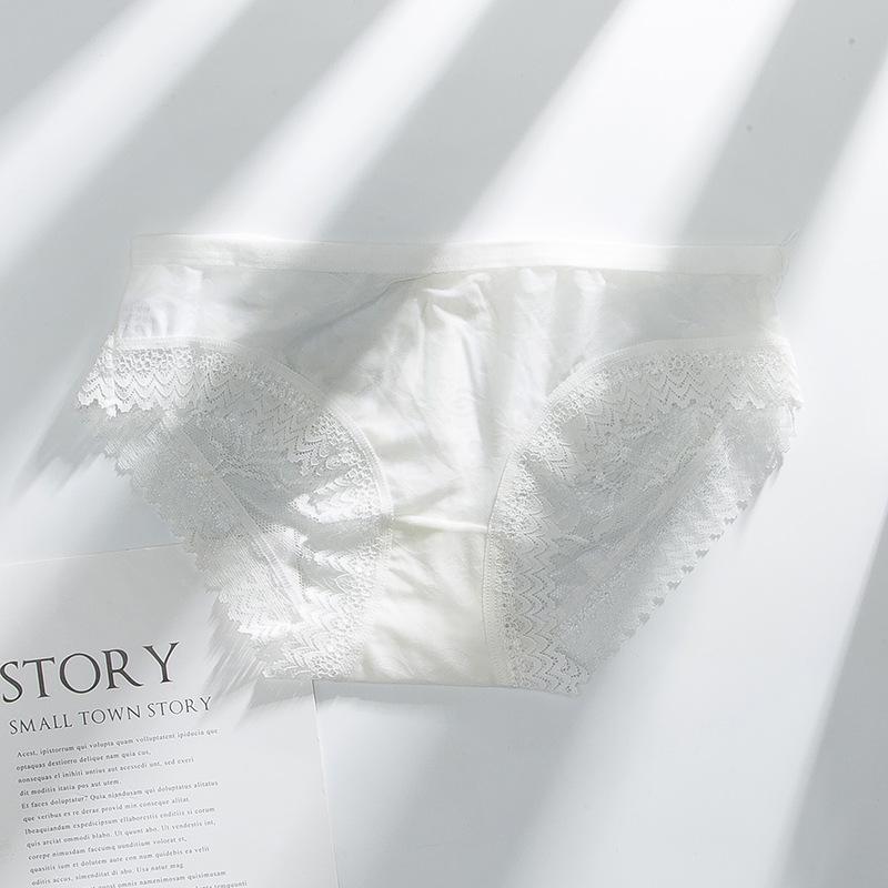 Ladies Spring and Summer Sexy Lace Hollow Breathable Low Waist Cotton Crotch Triangle Briefs