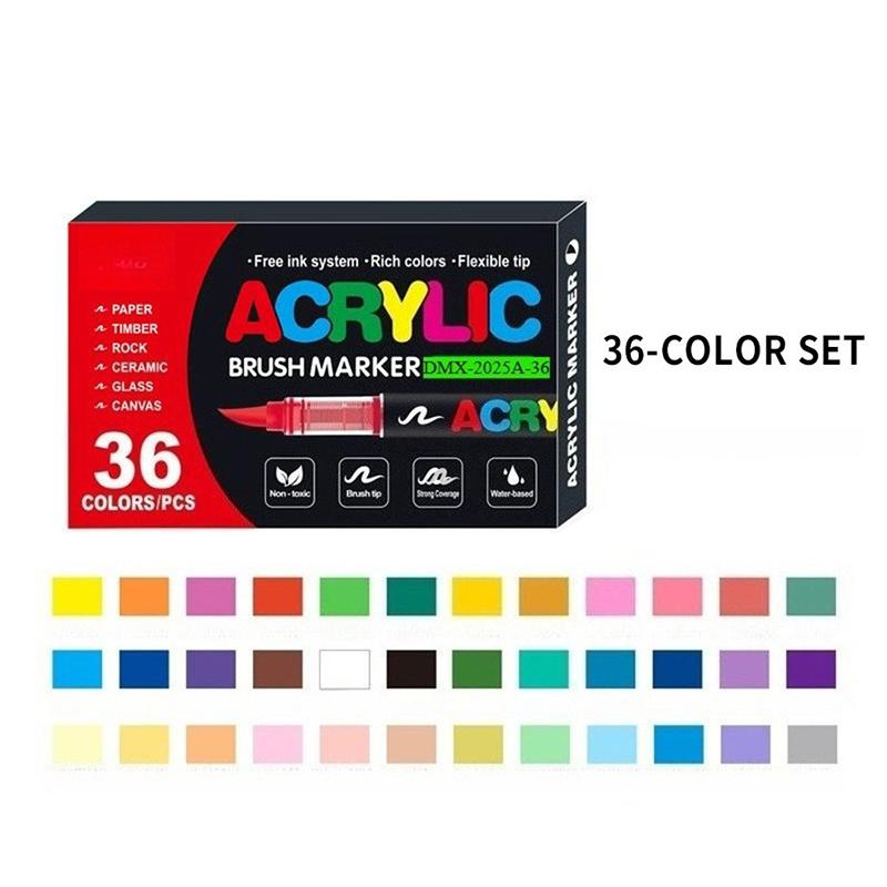 12/24/36/48/72 Colors Acrylic Paint Markers Brush Tip Paint Marker For Rock Painting Wood Canvas Stone Diy Crafts Christmas Gift