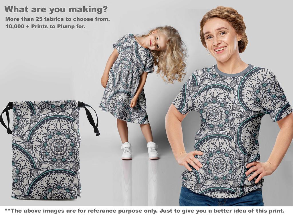 oneOone Tessuto di cotone flessibile grigio blocco asiatico mandala forniture per trapuntatura stampa tessuto da cucito al metro 40 pollici