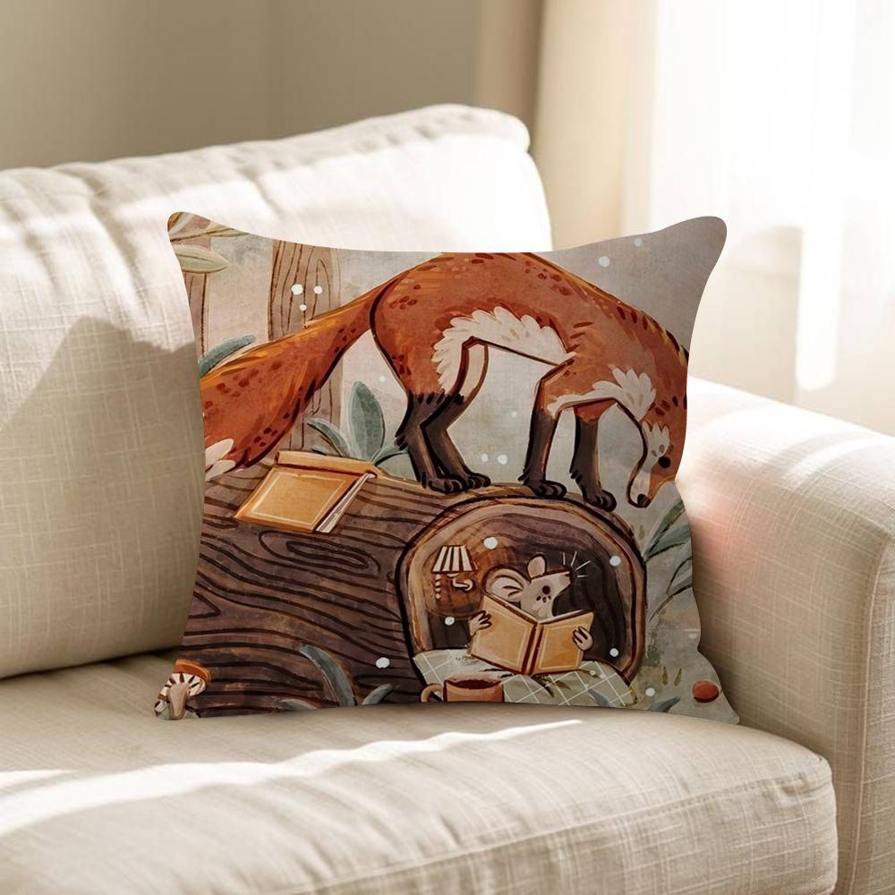 Cartoon Animal Bear Fox Squirrel Cushion Cover 30x50 Polyester Sofa Cushion Decorative Throw Pillows Home Decoration Pillowcover