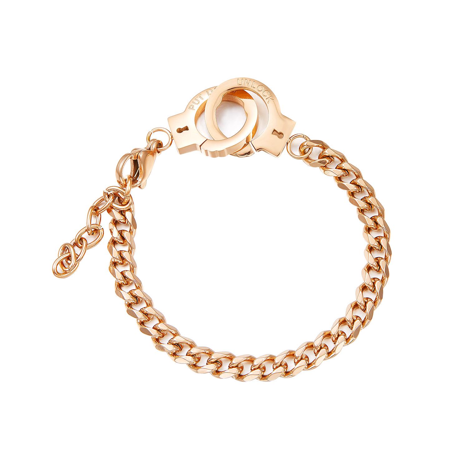 

Женский браслет из титановой стали с покрытием из розового золота: Модный, Универсальный и Уникальный Дизайн Наручников