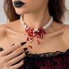 Multilayer Halloween Clavicle Choker Red Gothic Jewelry Fashion Blood Drop Necklace  Party