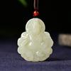 Double-Sided Carved Wealth Deity Pendant Necklace Hypoallergenic Lucky Fortune Jewelry for Women Daily Wear Festival Gift