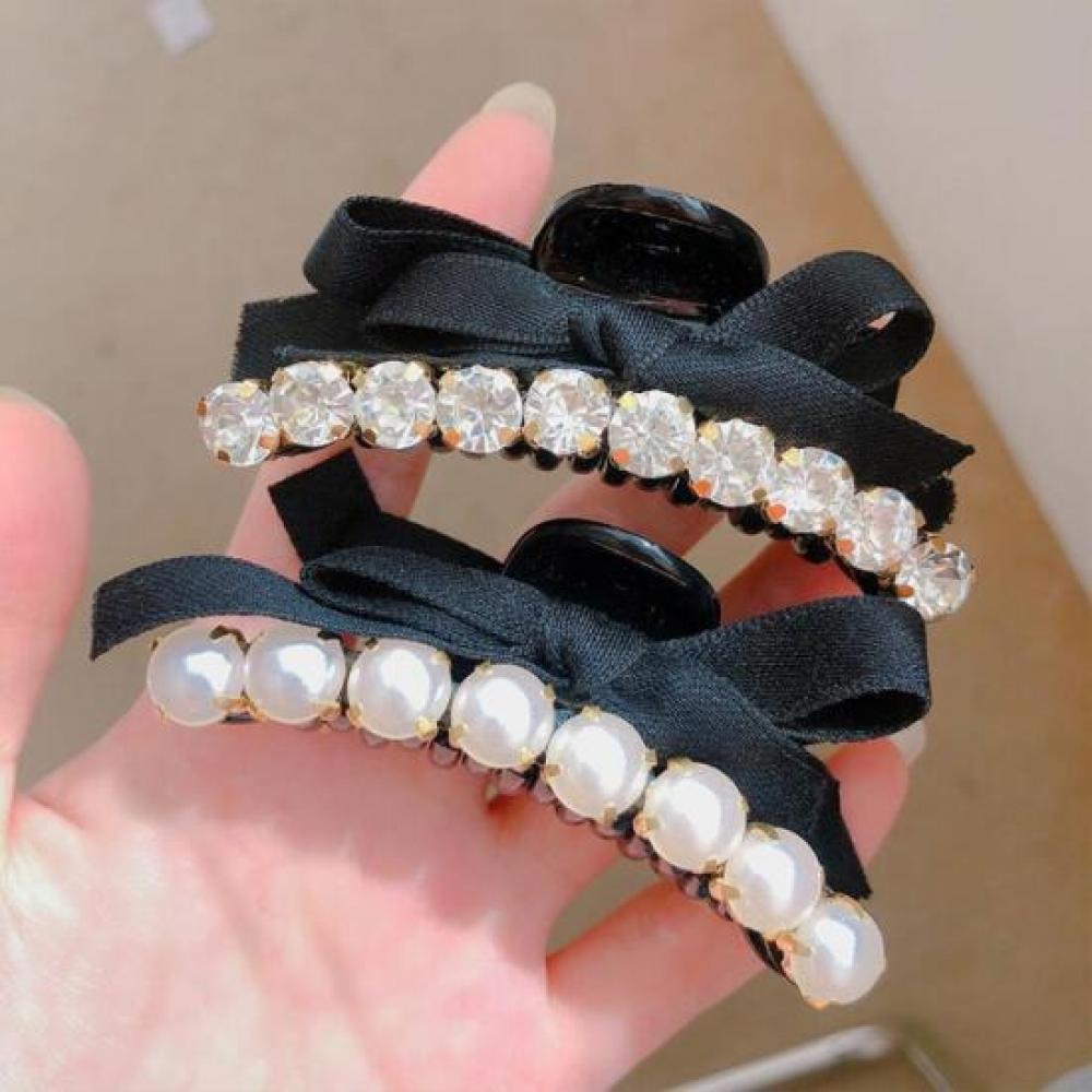 New Arrivals Open Run Pearl Hair Pin Bling Ballecore Ribbon Clip