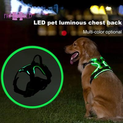 Arnés LED recargable para mascotas, correa de pecho brillante ajustable para caminar nocturno