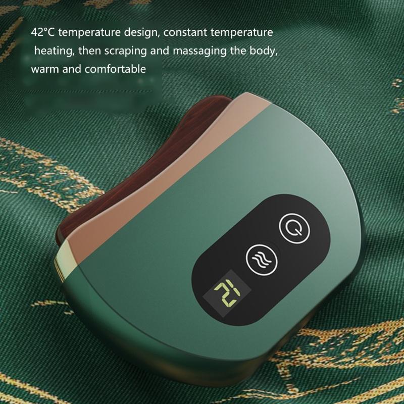 Electric Guasha Massager with Built In Heating System and Multiple Frequency Vibration for Face & Body Wellness Therapy