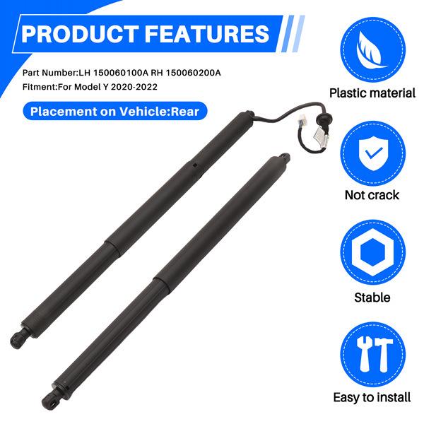 1 Pair Tailgate Lift Support Rods for 2020-2022 Tesla Models (150060100A, 150060200A)