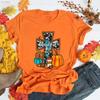 Cross Thankful T Shirt Pumpkin Patch Love Fall Yall Hello Pumpki Vintage Breathable Casual Slightly Versatile