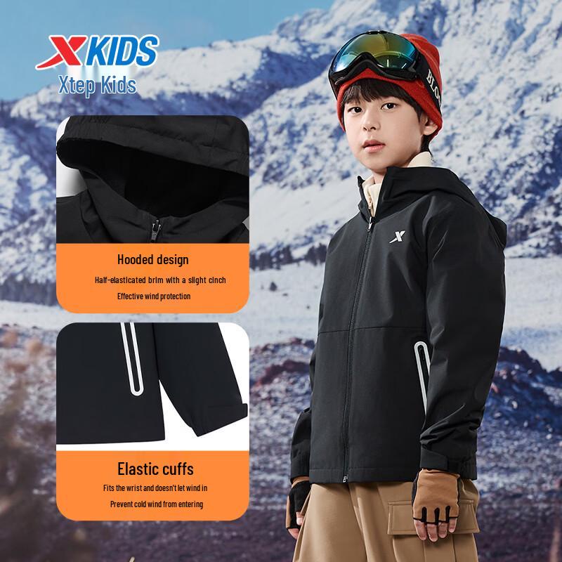 Xtep Children's Anti-Static Fleece-Lined Windbreaker