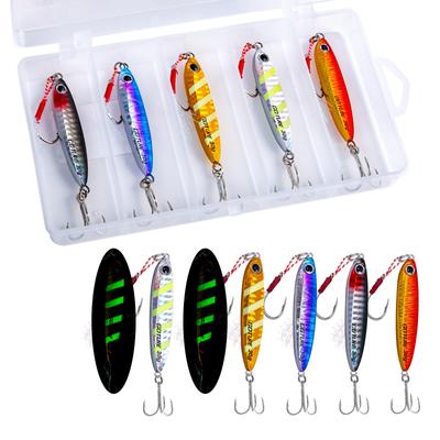 Goture Metal Jig Boat Fishing Lure Set Shore Jigging 7cm 30g 5 Color Set