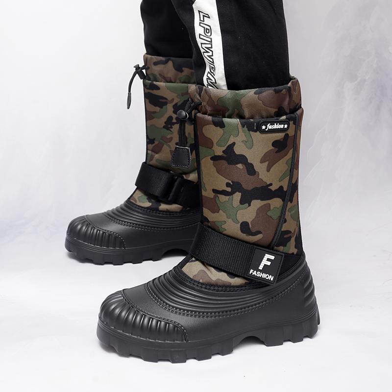 Men's Winter Warm Snow Boots Rubber Hiking Boots Outdoor Knee High Camouflage Duck Boots Waterproof  Plus Size