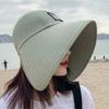 Women Summer Hat Big Brim Adjustable Anti-UV Protection Fisherman Hat Foldable Beach Sun Hats Empty Top Hat Ponytail Hat Travel