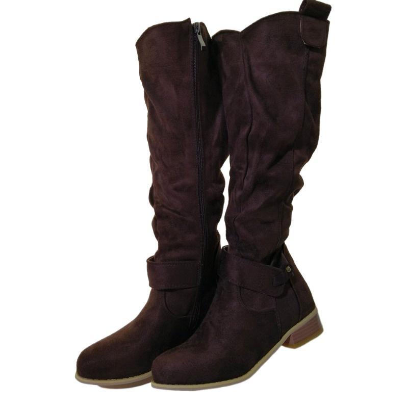 Fashion New Women Side Zipper Low Heel Boots Fashion Suede Comfortable Shoes Casual High Top Trendy Boot Light Versatile Ladies Shoes