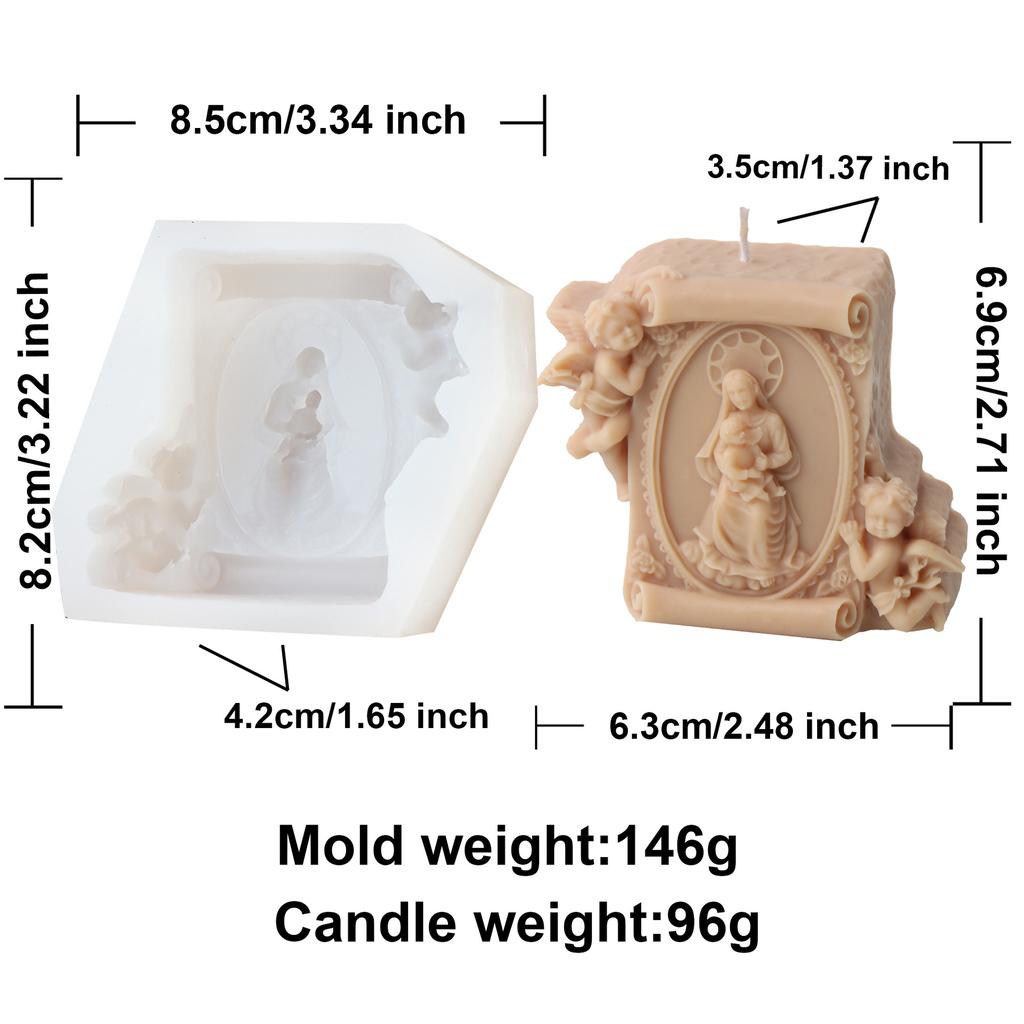 3D Jesus Madonna Family Relief Candle Silicone Mold DIY Religious Statue Gypsum Aromatherapy Molds Cross Soap Resin Making Tool