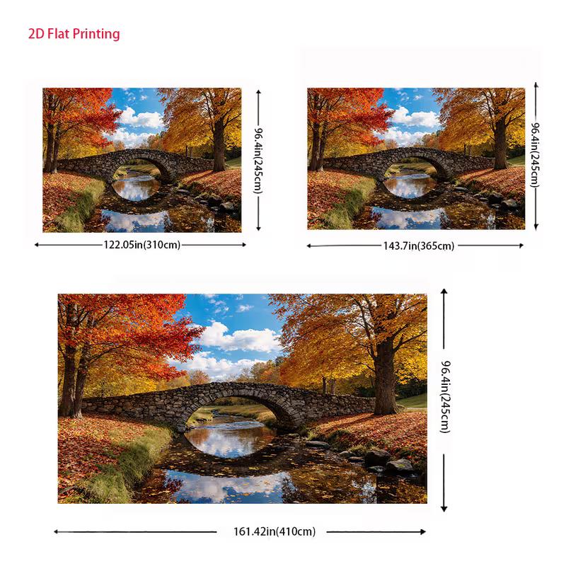 2D Autumn Nature Backdrop Cloth Stone Bridge Fall Photography Background
