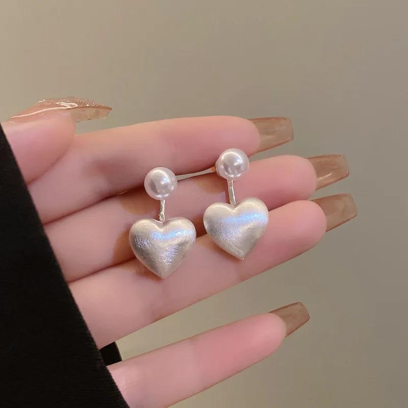 LATS New Fashion Contracted Heart Pearl Fine Earrings Joker Sweet Elegant Temperament Women Drop Earring Fashion Jewelry