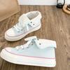 Fresh Women Canvas Shoes High Flat Canvas Sneakers Lace Up Student Black Sport Shoes Pink Girls Shoe Summer