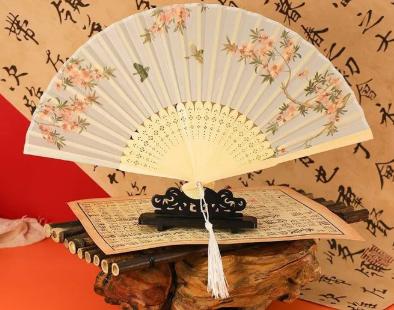 Folding Fan with Garden Pattern