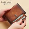 Men's Genuine Leather Wallet Vintage Short Multi Function Card Slots RFID Blocking Protection Zipper Coin Pocket Money Bags