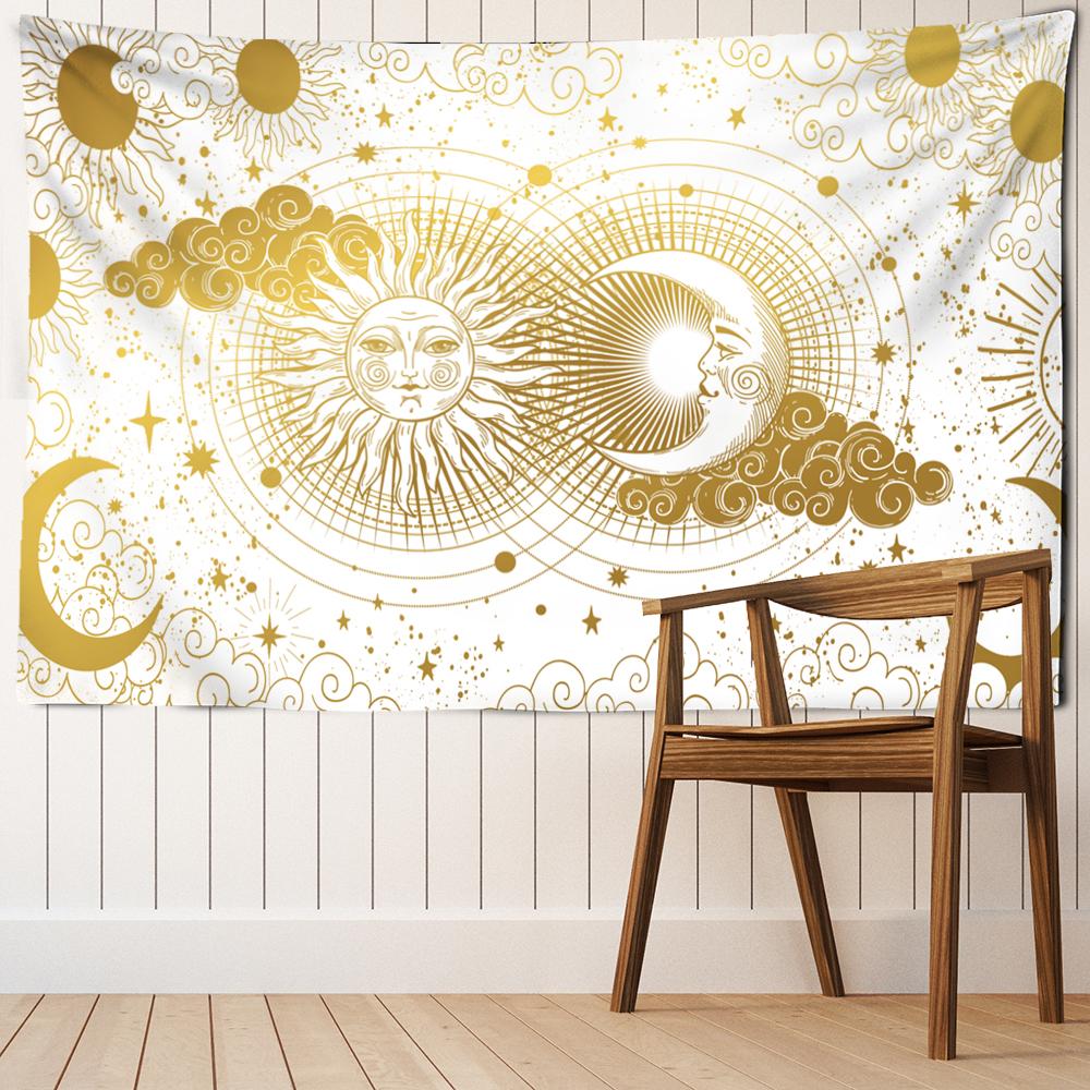 Psychedelic Sun And Moon Tapestry Wall Hanging Dream Mysterious Hippie Tapiz Kawaii Aesthetics Room Home Decor
