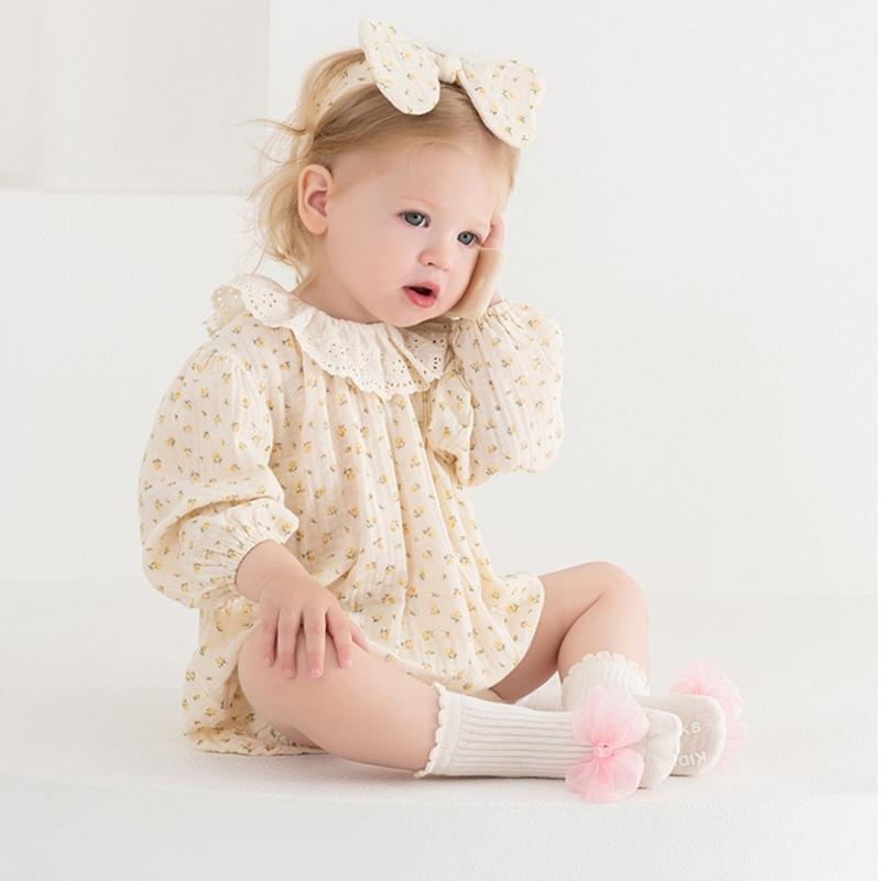 Children Socks with  Not  Slip Bottom & Lace Bowknot Toddler Safety Socks Smooth Stitching Socks for 1 to 5 Years