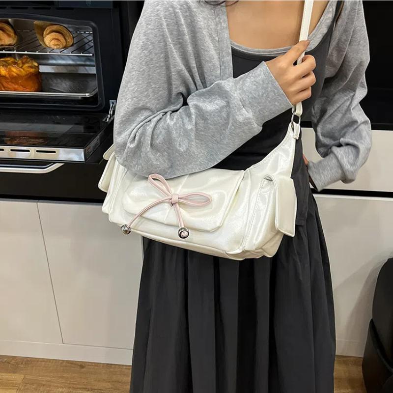 Fashion Women Crossbody Shoulder Bag Bowknot Backpack Large Capacity Outing Beach Bag Totes Bag Casual Underarm Bag Commuting Bag