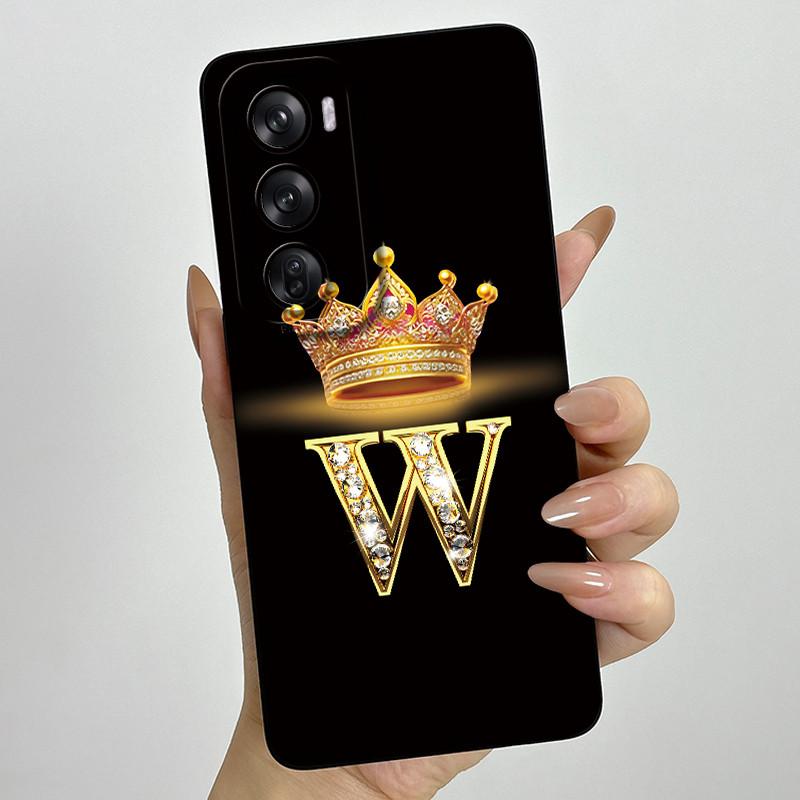 For OPPO Reno 12 Pro 5G Case Crown Letters Liquid Silicone Phone Cover For OPPO Reno12 Reno 12 12Pro Coque CPH2625 CPH2629 Funda
