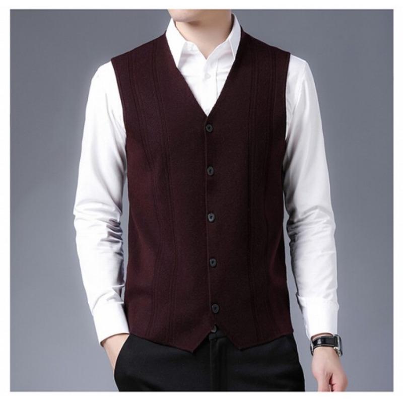 Men S Middle Age Sleeveless Knitted Cardigan Jacquard Dad Vest