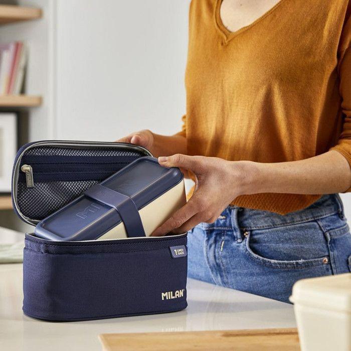 Sac isotherme porte-repas - MILAN - 1918 - Bleu marine - 1,5 litres - Rectangulaire