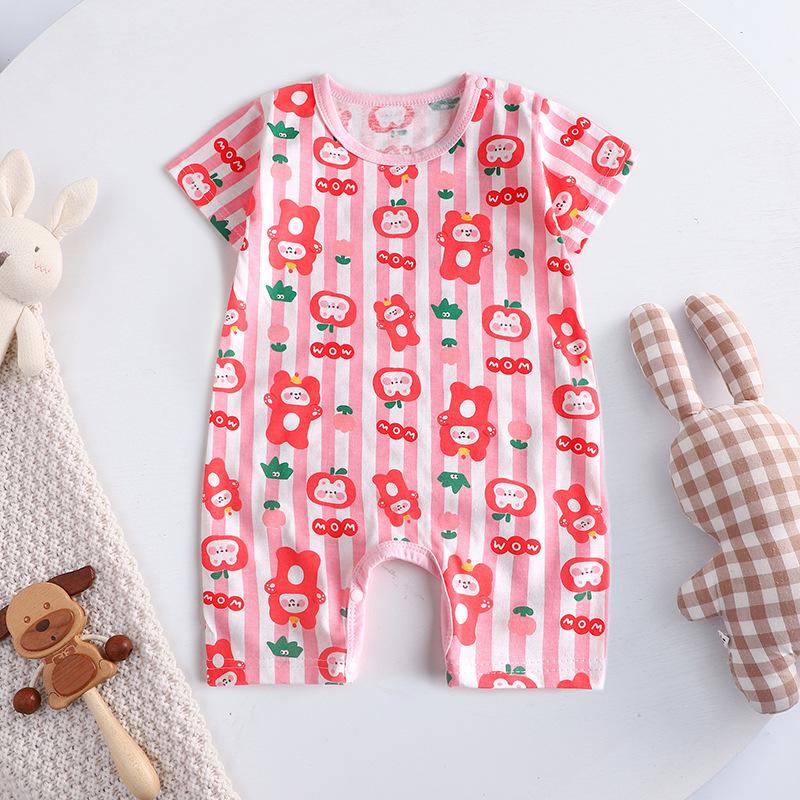 Newborn Infant Baby Boy Girl Kids Children Trending Summer Soft Cotton Cartoon Printing Short Sleeve Romper Bodysuit