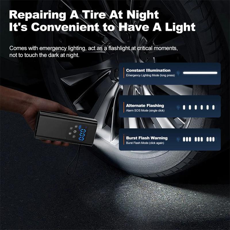 Wireless/Wired Electric Tire Inflator Lcd Digital Display Portable Tyre Inflator With Led Light Digital Inflator Inflatable Pump