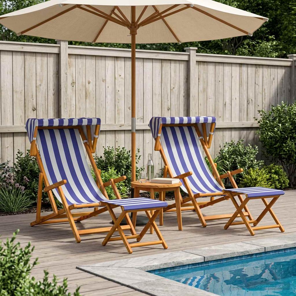 Lounge Chair 4 pcs 3 Position Solid Eucalyptus Wood