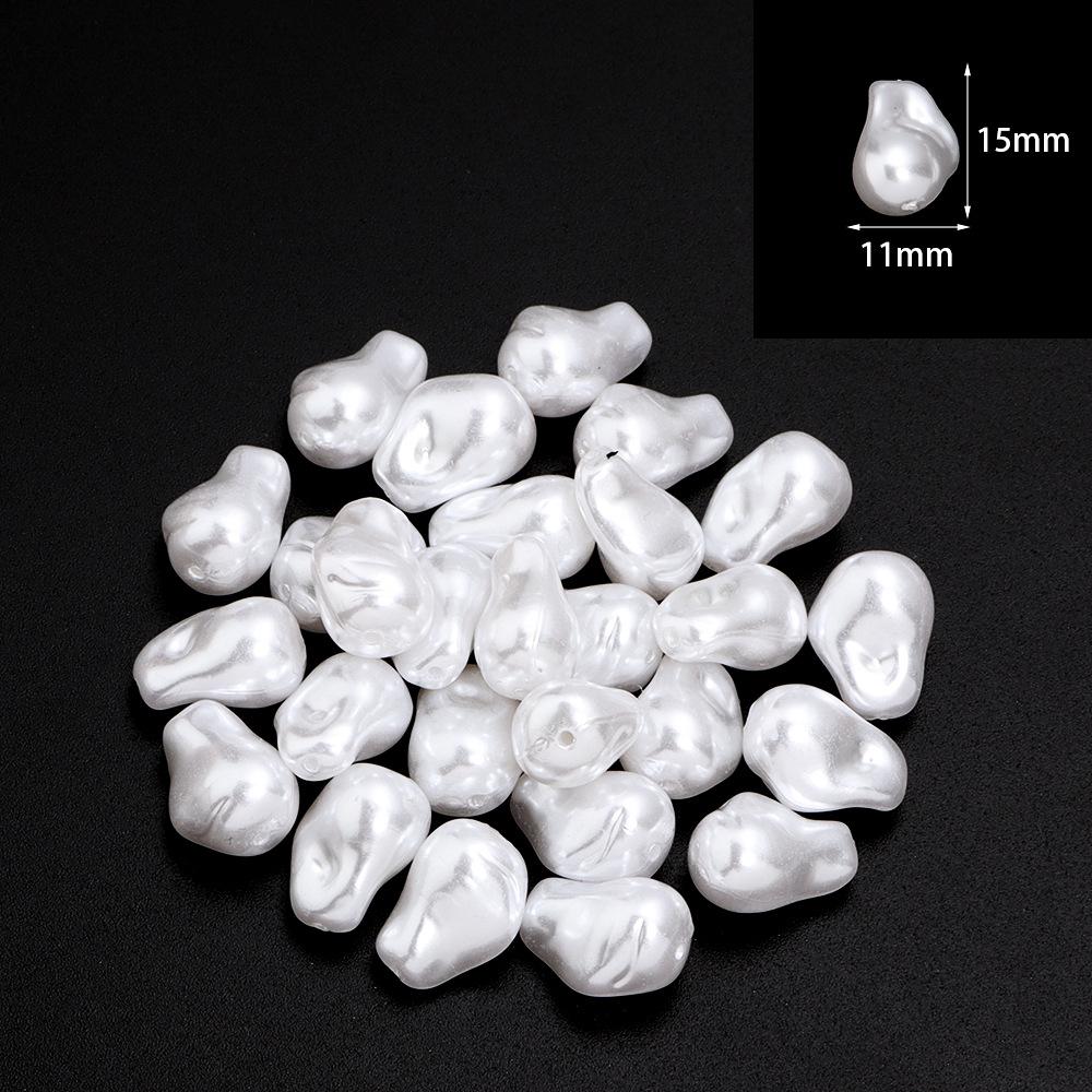 ABS Oregelbunden Triangel Vita Imitationspärlor - Halvfärdiga, Rakt Hål, Lösa Pärlor