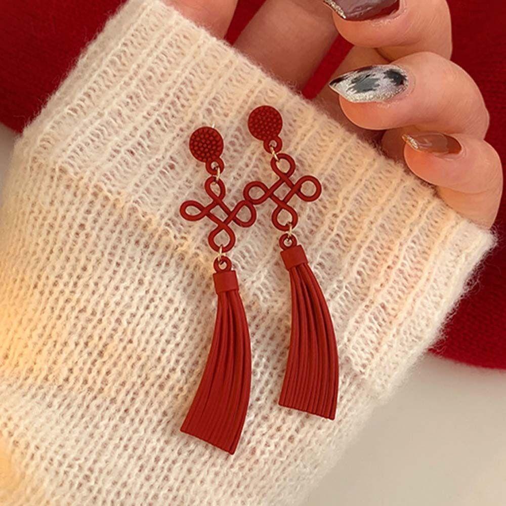 Schmuckzubehör Chinesisches Neujahr Ohrringe Hängeohrringe Damen Ohrhaken Chinesischer Knoten Ohrringe