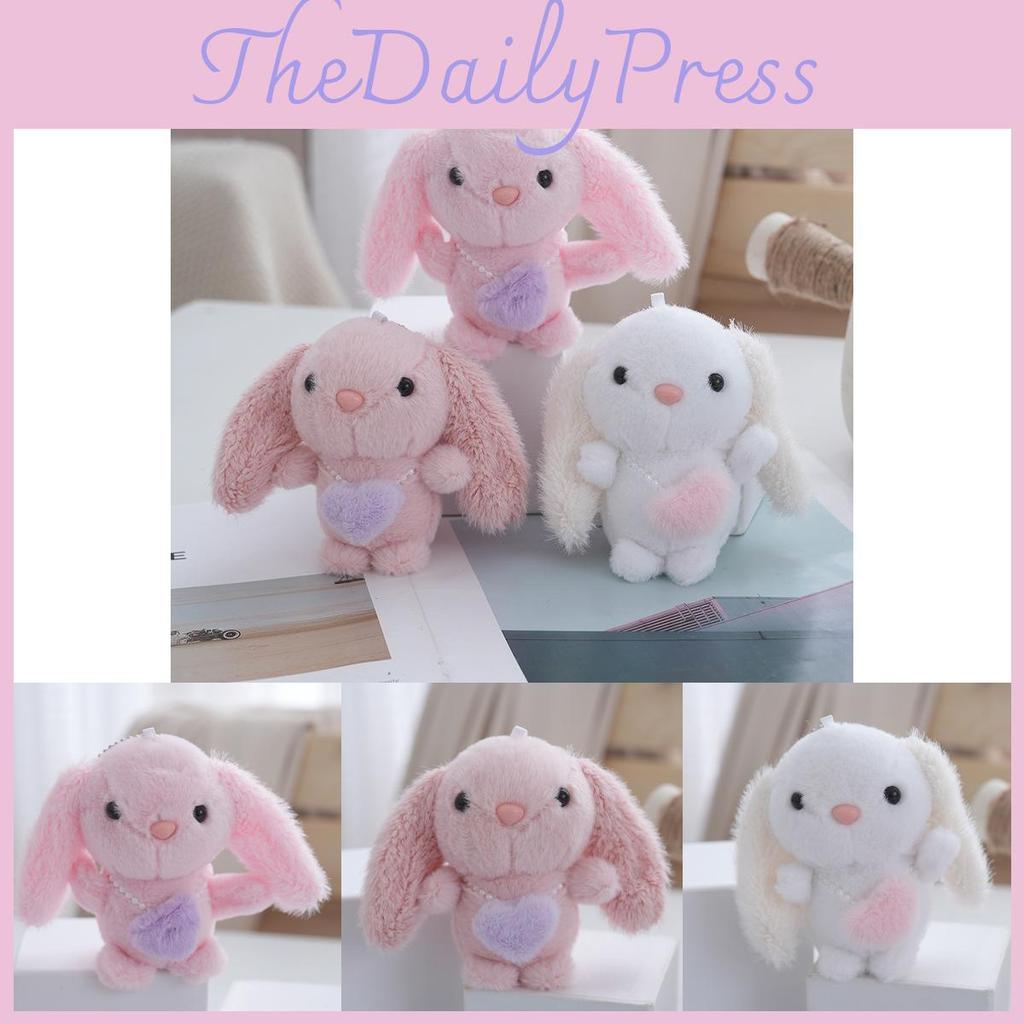 Charming Pink Plush Bunny Keychain Miniature Cuddly Doll Perfect For Children's Presents