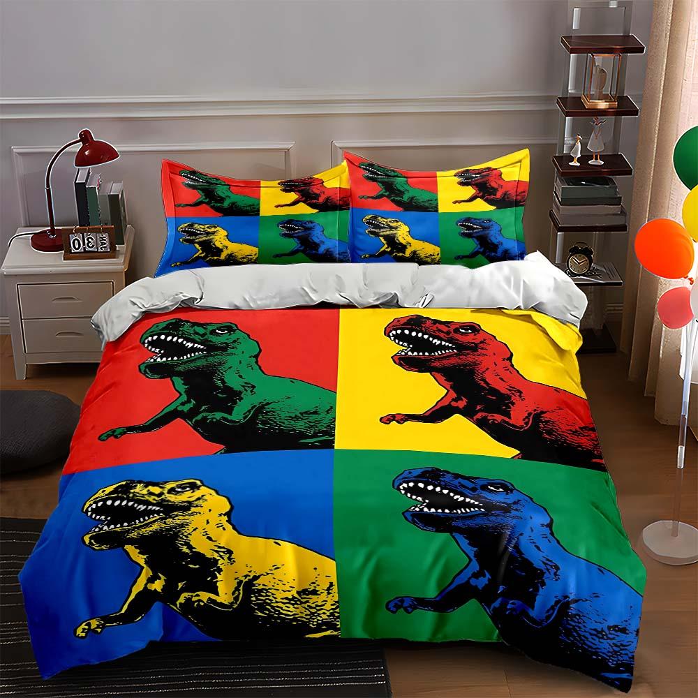 

Colorful dinosaur squares Bedding Duvet cover sets Duvet covers Pillowcases gifts (1 * Duvet Cover 2 * Pillowcases, without duvet insert) 135x200cm