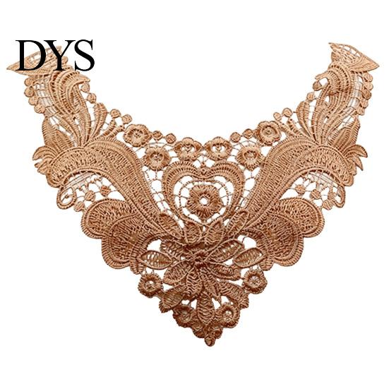 Fashion Neckline Enhancement Floral Lace Collar Insert, Embroidery V-neck Applique, Elegant Sew on Applique Hollow Petal Design, Polyester Decorative