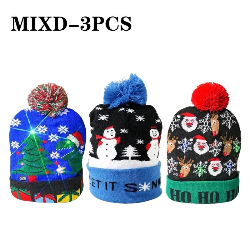 LED Christmas Knit Hat Ugly Holiday Party Hat with Flashing Modes Festive Headwear with BatteriesWinter Seasonal Hat for Women