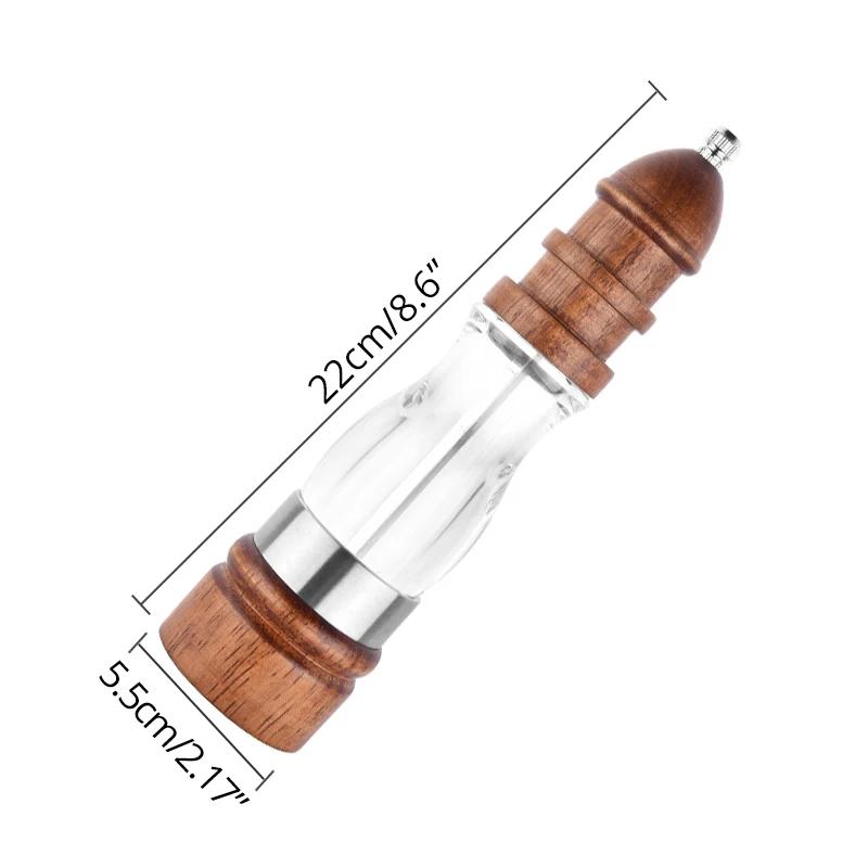 1/2Pcs Manual Pepper Salt Mill, Solid Wood + Acrylic Spice Grinder Shaker with Ceramic Core - Kitchen Tools