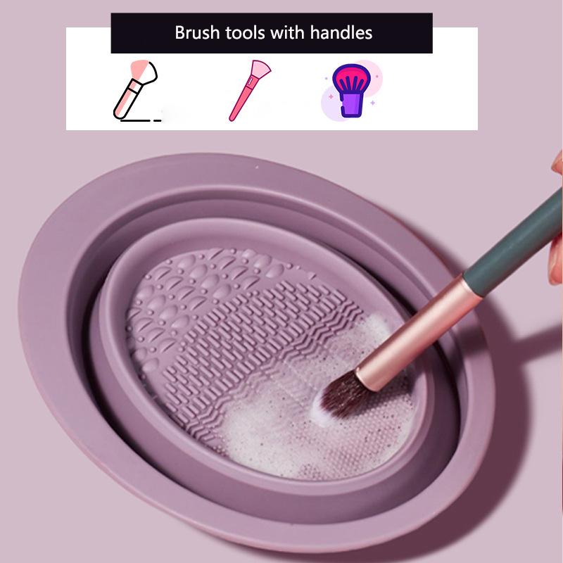Foldable Silicone Makeup Brush Cleaning Bowl Powder Puff Washing Soft Mat Eyeshadow Brushes Clean Tools Scrubber Box