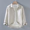 Men's Solid Color Long Sleeve Button Up Shirt Casual Loose Fit Breathable Linen Blend Daily Top