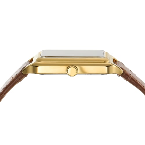 RAQUEL Three-Hand Date Medium Brown LiteHide? Leather Watch