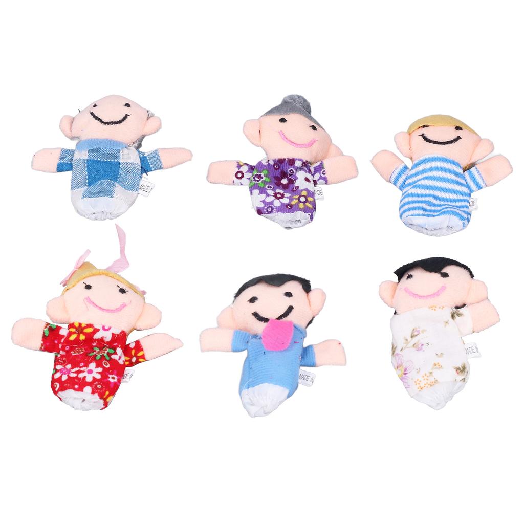 6pcs Finger Puppet Set Cute Family Plush Finger Puppet Doll Storytelling Props for Teacher Parents